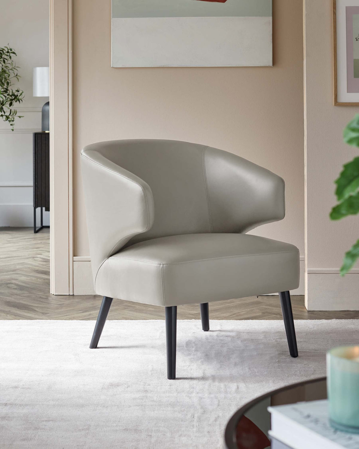 Landon Taupe Leather Accent Chair