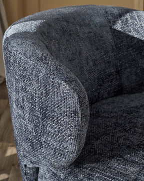 Landon dark blue fabric swivel accent chair