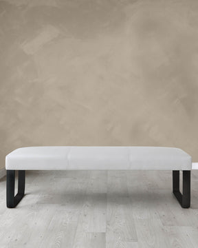 Loop 3 Seater Bench Light Grey Faux Leather & Black Leg Bench Without Backrest