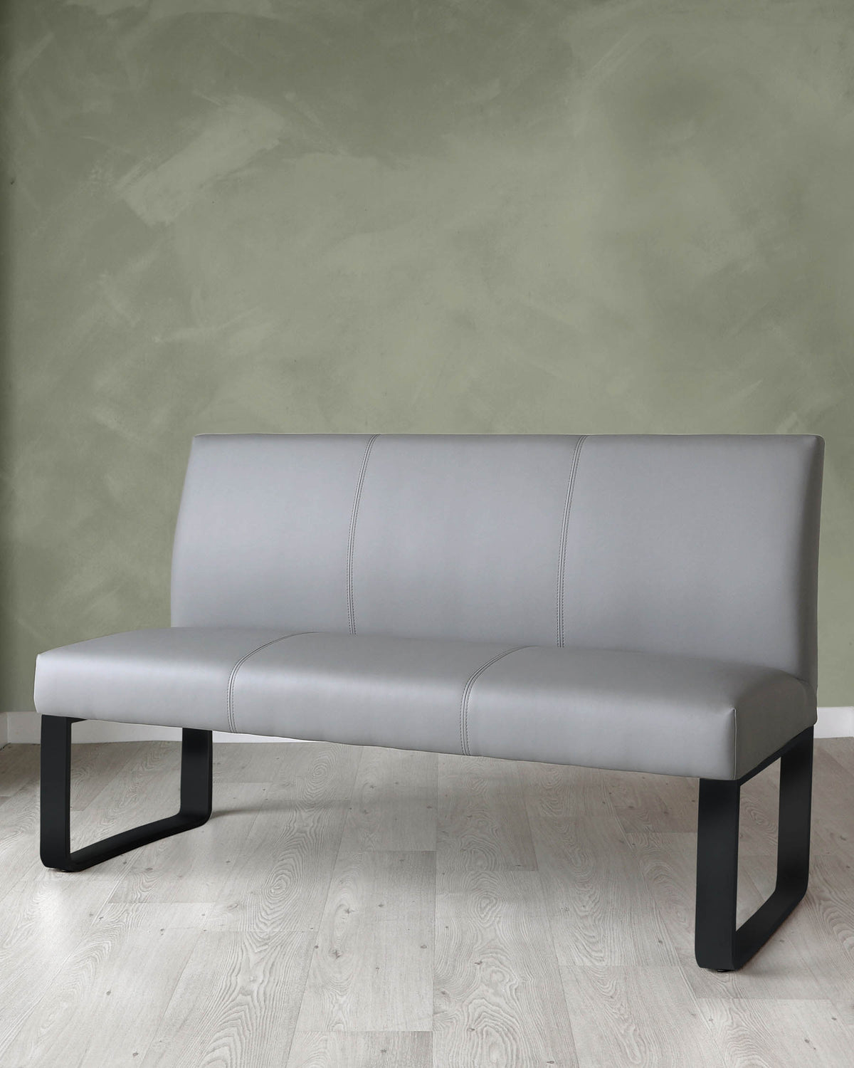 Loop 3 Seater Mid Grey & Black Leg Dining Bench With Backrest