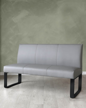 Loop 3 Seater Mid Grey & Black Leg Dining Bench With Backrest