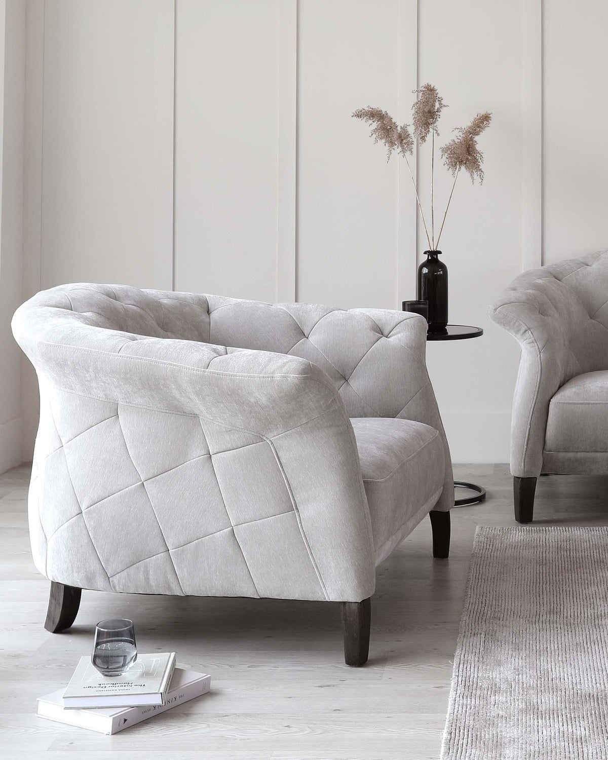Luxe Light Grey Fabric Armchair