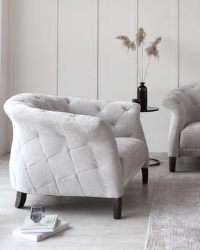 Luxe Light Grey Fabric Armchair