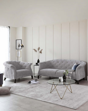 Luxe Modern Mid Grey Fabric Armchair