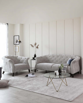 Luxe Light Grey Fabric Armchair