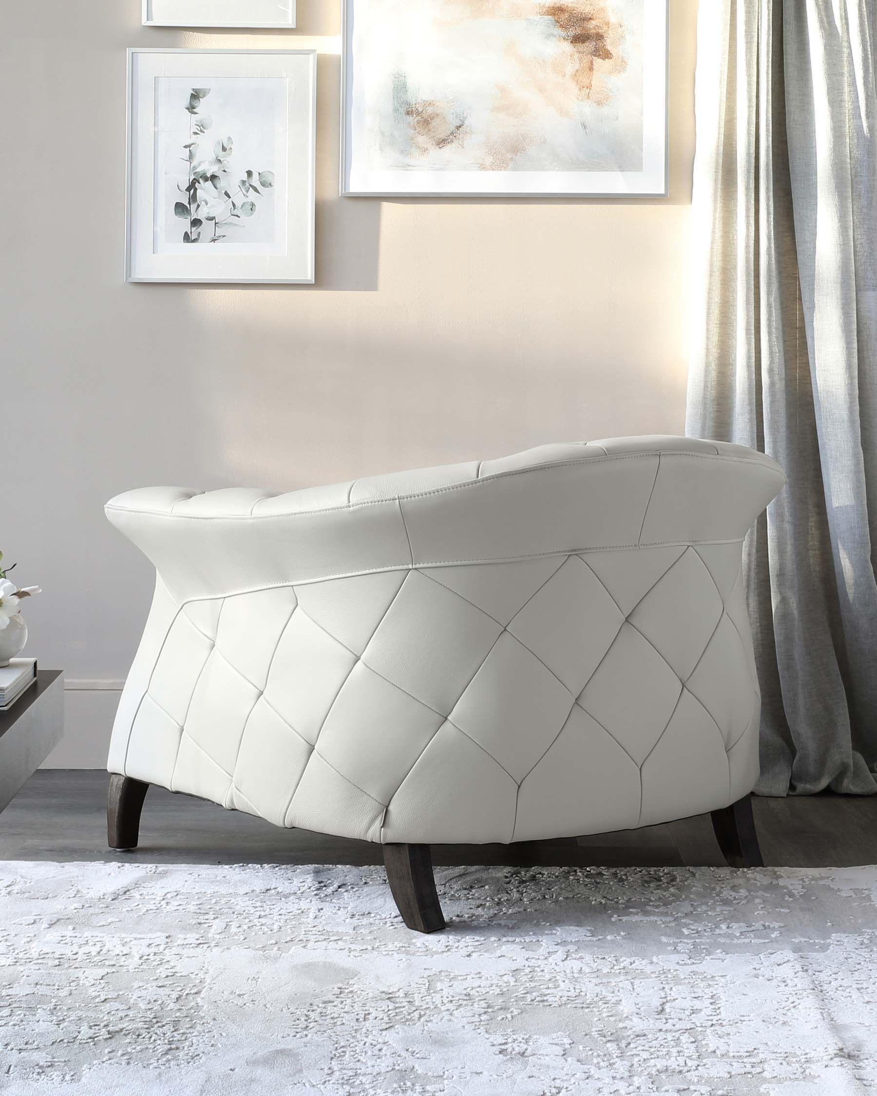 Luxe Modern Natural Grey Real Leather And Dark Wood Leg Armchair