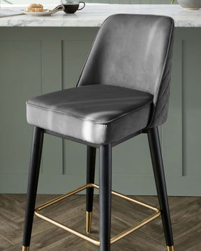 Mae Dark Grey Velvet Bar stool