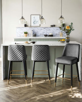 Mae Dark Grey Velvet Bar stool