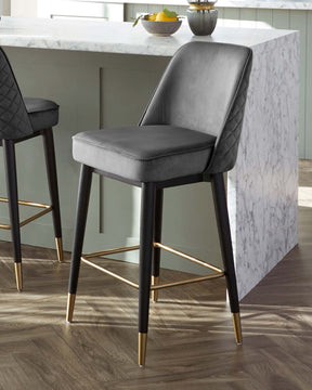 Mae Dark Grey Velvet Bar stool