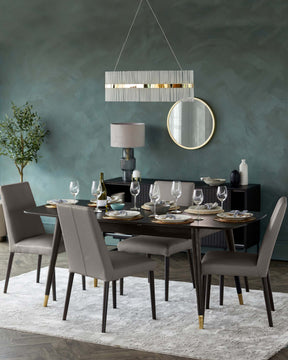 Clover Black Ash Extending 6 to 8 Seater Dining Table