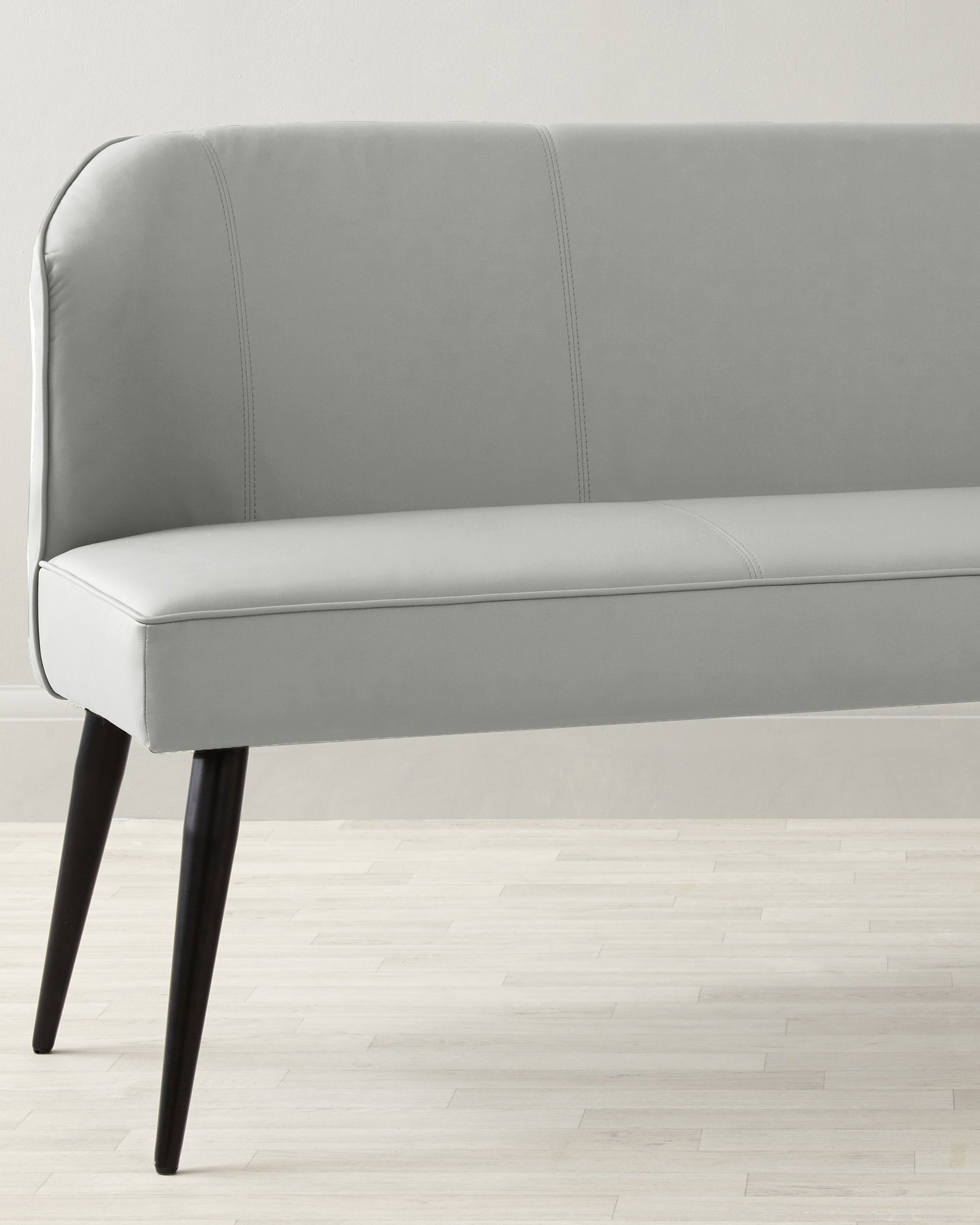Mellow Light Grey Faux Leather 3 Seater Dining Bench With Backrest
