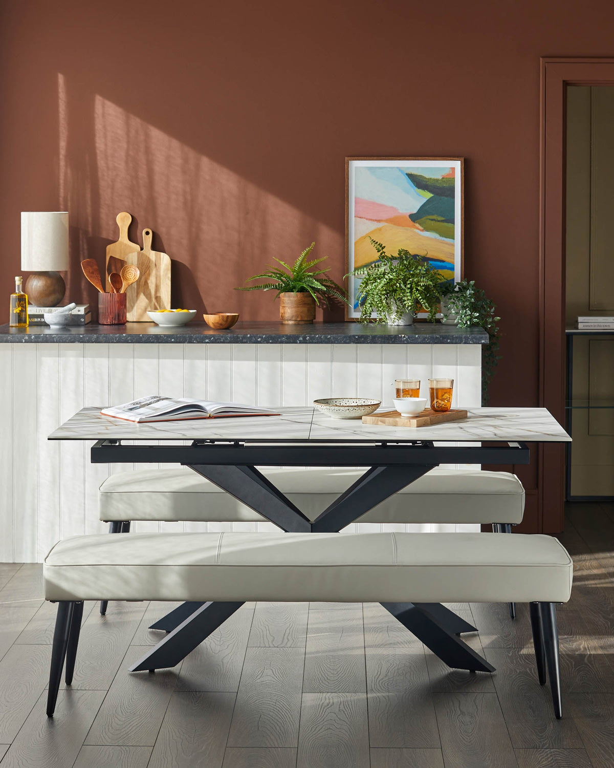 Mellow Light Grey Faux Leather 3 Seater Bench Without Backrest
