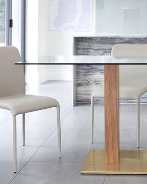 Mia Glass And Brass 6 Seater Dining Table