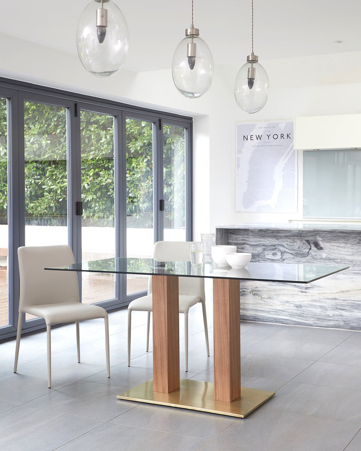 Mia Glass And Brass 6 Seater Dining Table