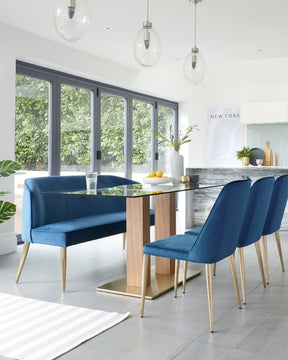 Mia Glass And Brass 6 Seater Dining Table