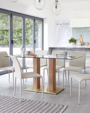 Mia Glass And Brass 6 Seater Dining Table