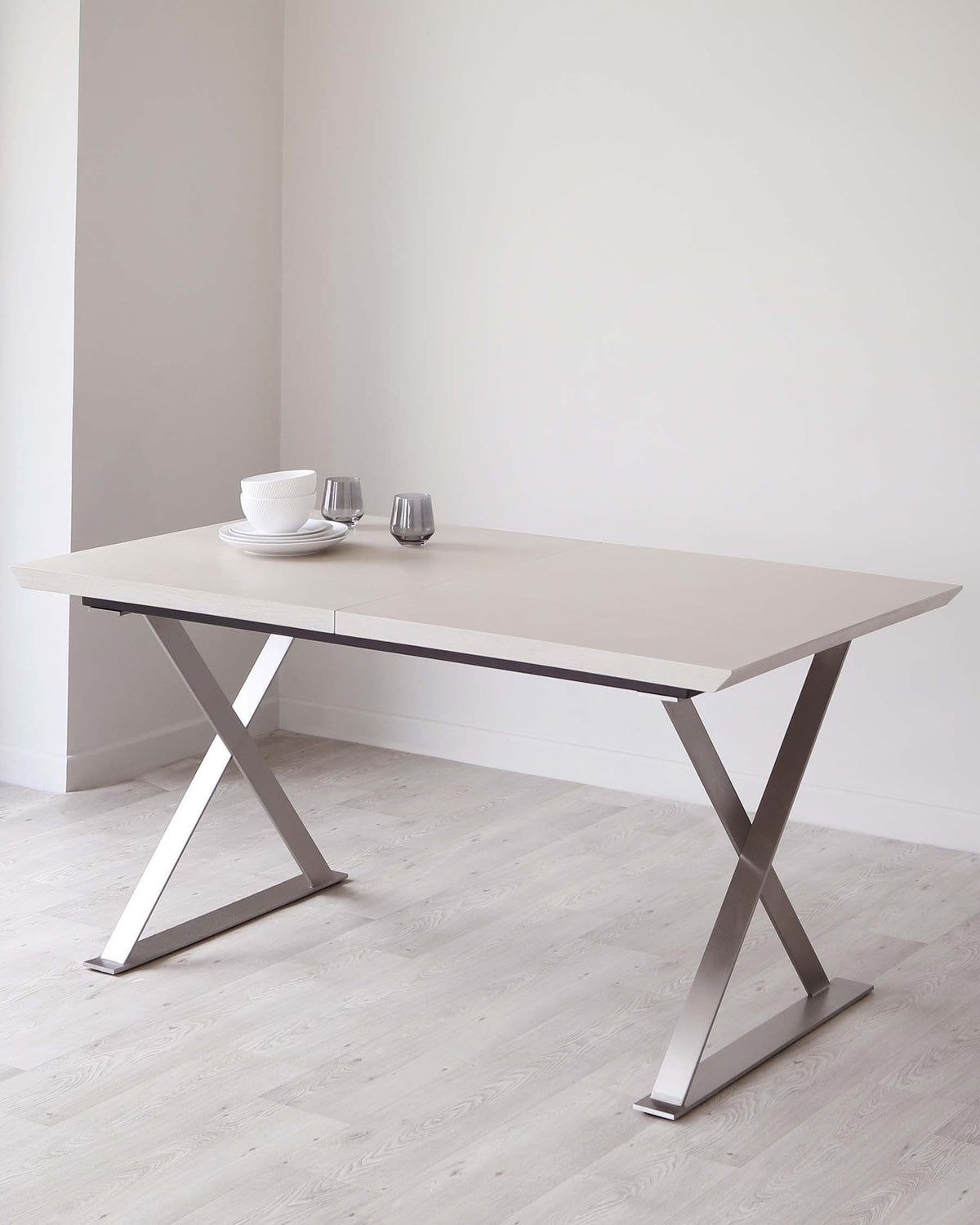Nala grey wood extending 6 to 8 seater dining table