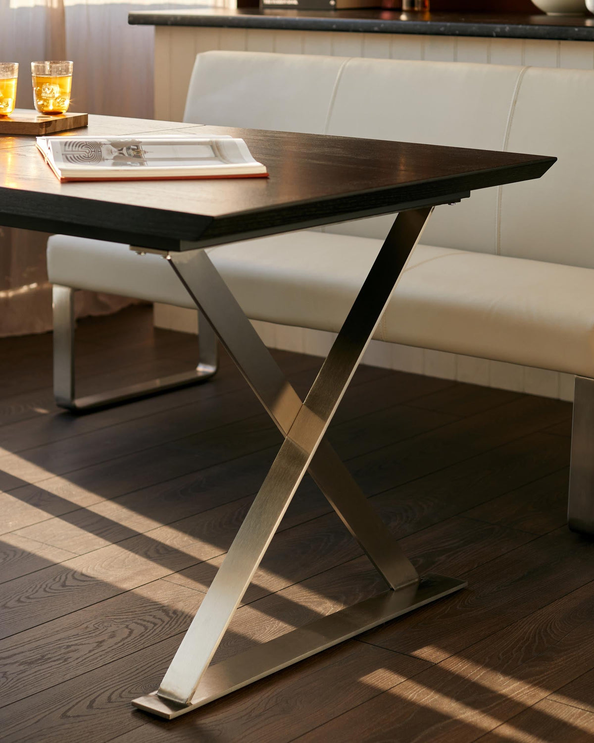 Nala black wood extending 6 to 8 seater dining table