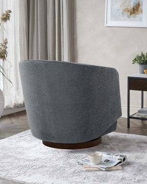 Natalia blue grey chenille swivel accent chair
