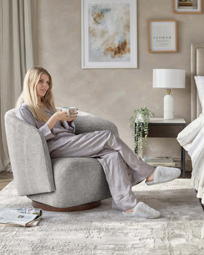 Natalia light grey chunky weave swivel accent chair