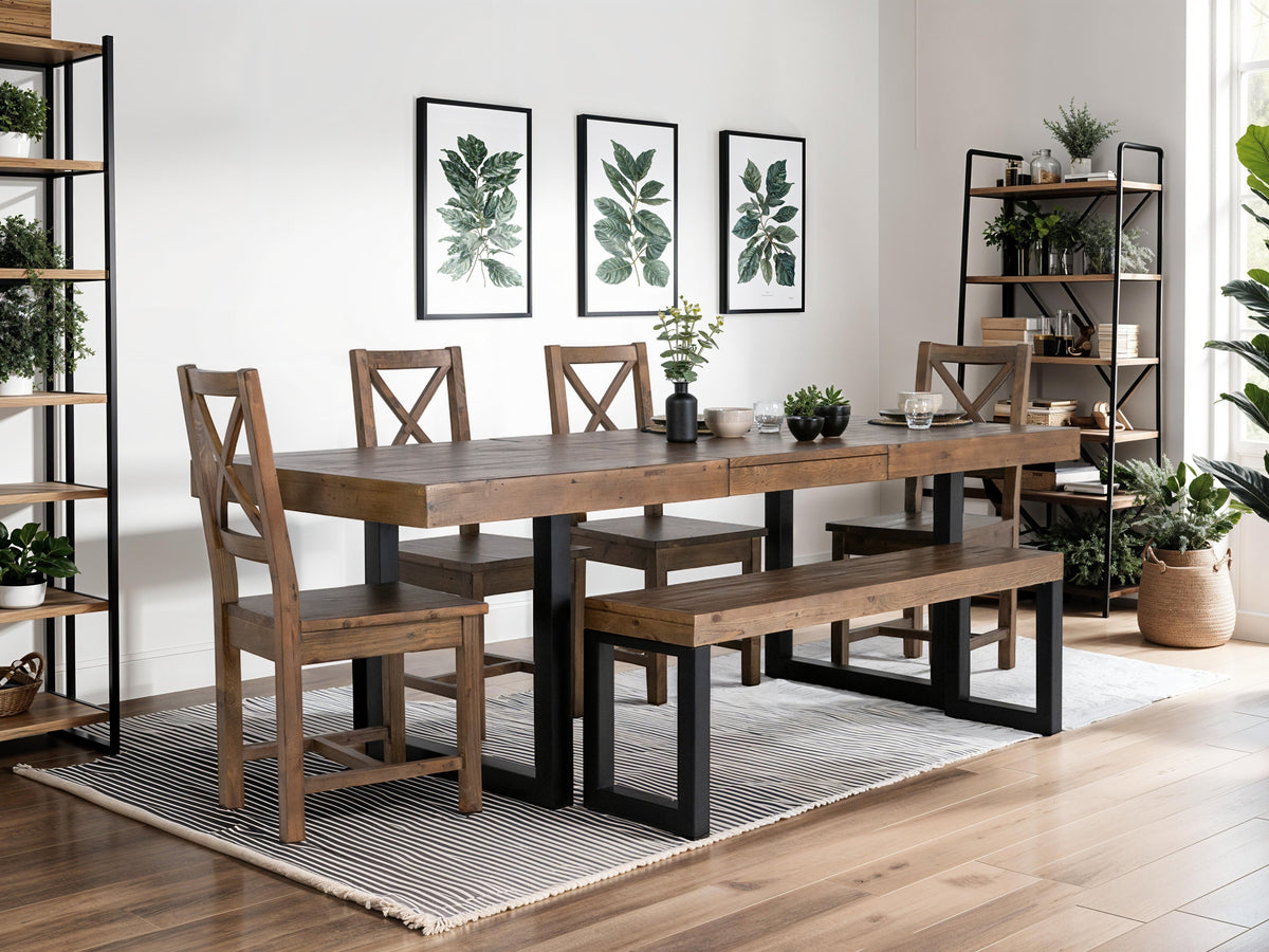 Brooklyn Extendable Dining Table (180cm - 240cm) & Dining Bench