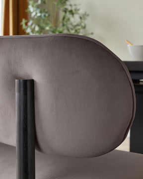 Orlan mocha velvet 3 seater dining bench with backrest