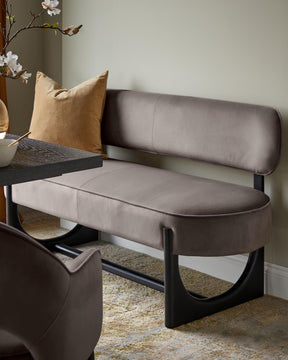 Orlan mocha velvet 3 seater dining bench with backrest
