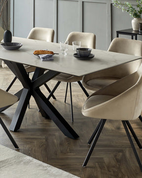 Riley White Marbled Ceramic 8 Seater Dining Table