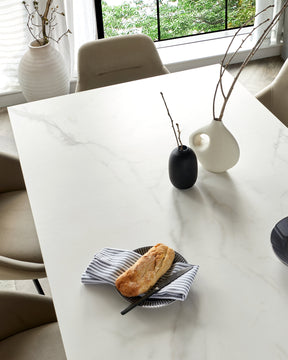 Riley White Marbled Ceramic 8 Seater Dining Table