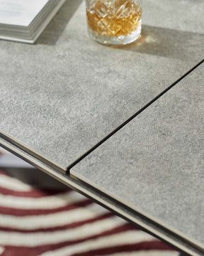 Riley Light Grey Ceramic Extending 8 to 10 Seater Dining Table