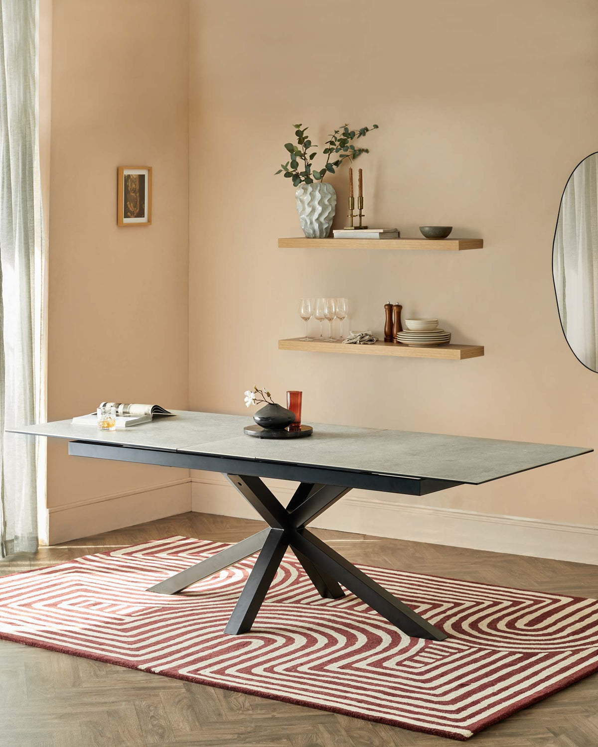 Riley Light Grey Ceramic Extending 8 to 10 Seater Dining Table