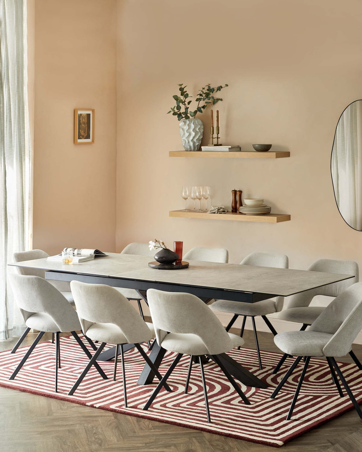 Riley Light Grey Ceramic Extending 8 to 10 Seater Dining Table