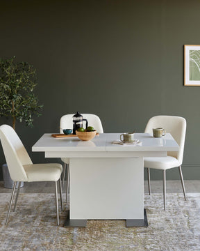 Sanza white gloss extending 6 to 8 seater dining table