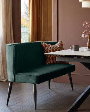 Serena dark green velvet 3 seater dining bench
