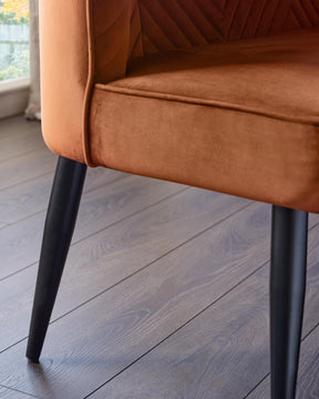 Serena rust velvet 3 seater dining bench