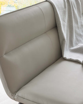 Seth light grey faux leather 3 seater dining bench with backrest