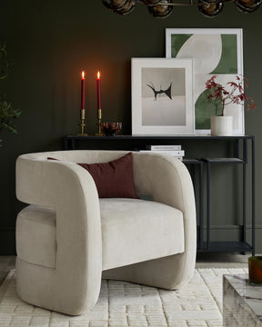 Silas natural grey fabric accent chair