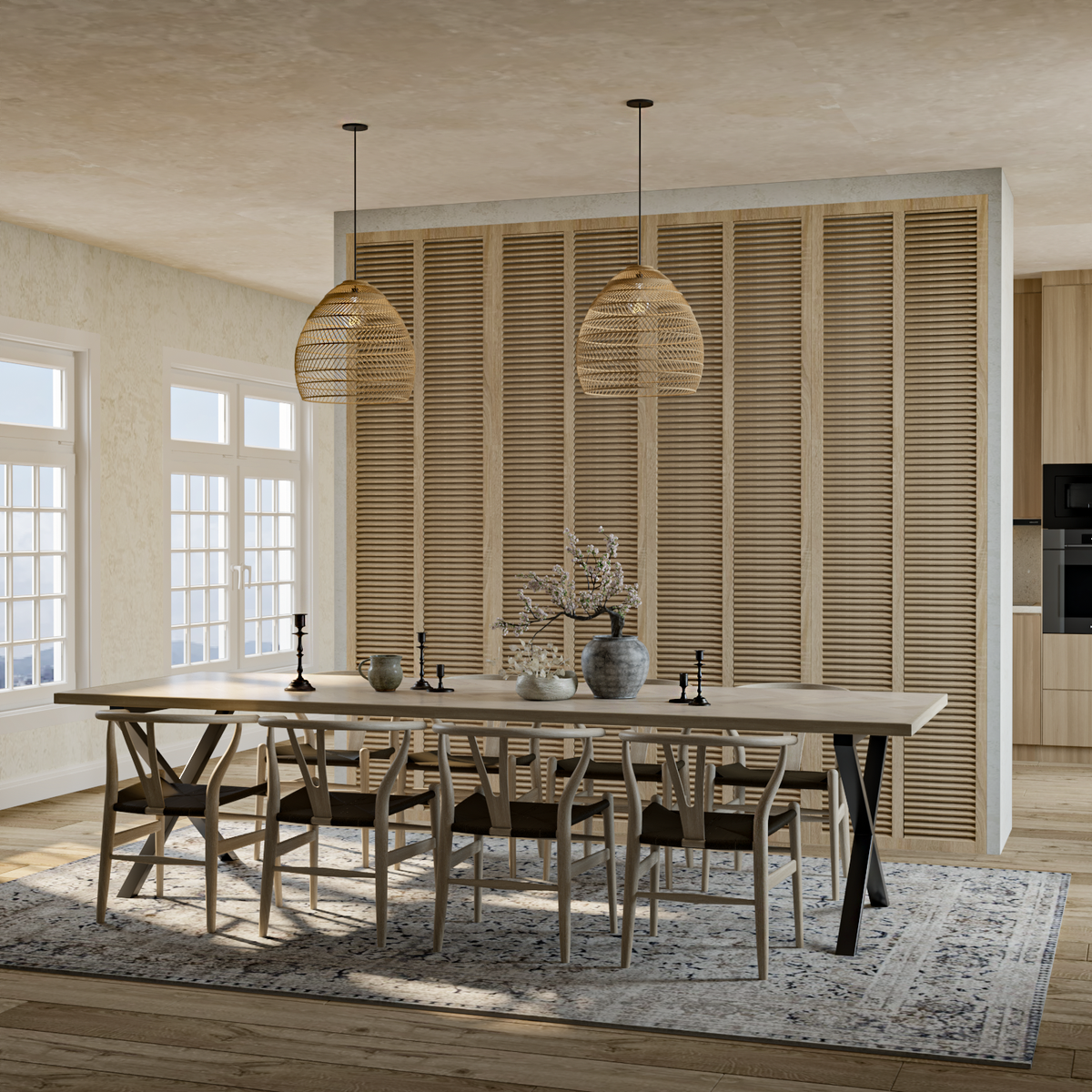 Astrid Cotton Herringbone Dining Table Extendable