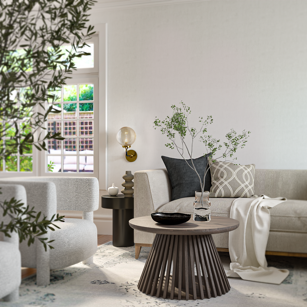Vivien Charcoal Round Oak Coffee Table
