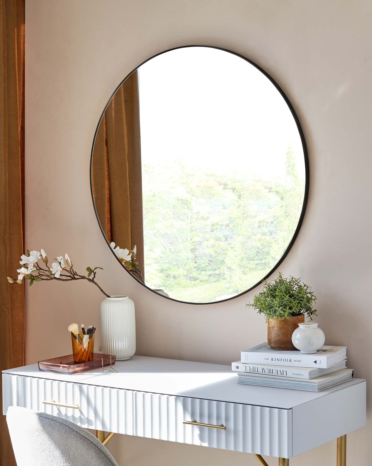 Tait Large Round Wall Mirror Black