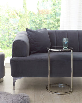 Thea Smoked Mirror and Stainless Steel Tray Table