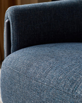 Tristan Blue Textured Weave Accent Chair with Black Wood