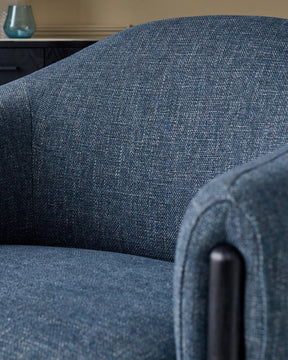 Tristan Blue Textured Weave Accent Chair with Black Wood