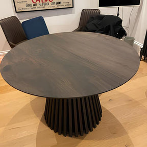 Vivien Round Extendable Dining Table in Charcoal Walnut