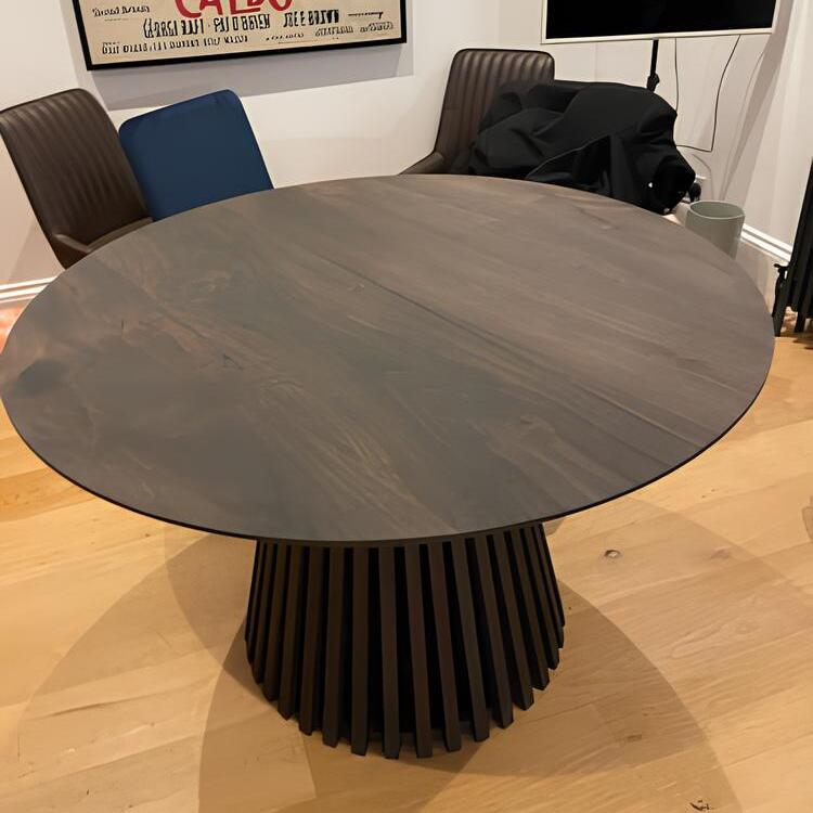 Vivien Round Extendable Dining Table in Charcoal Walnut