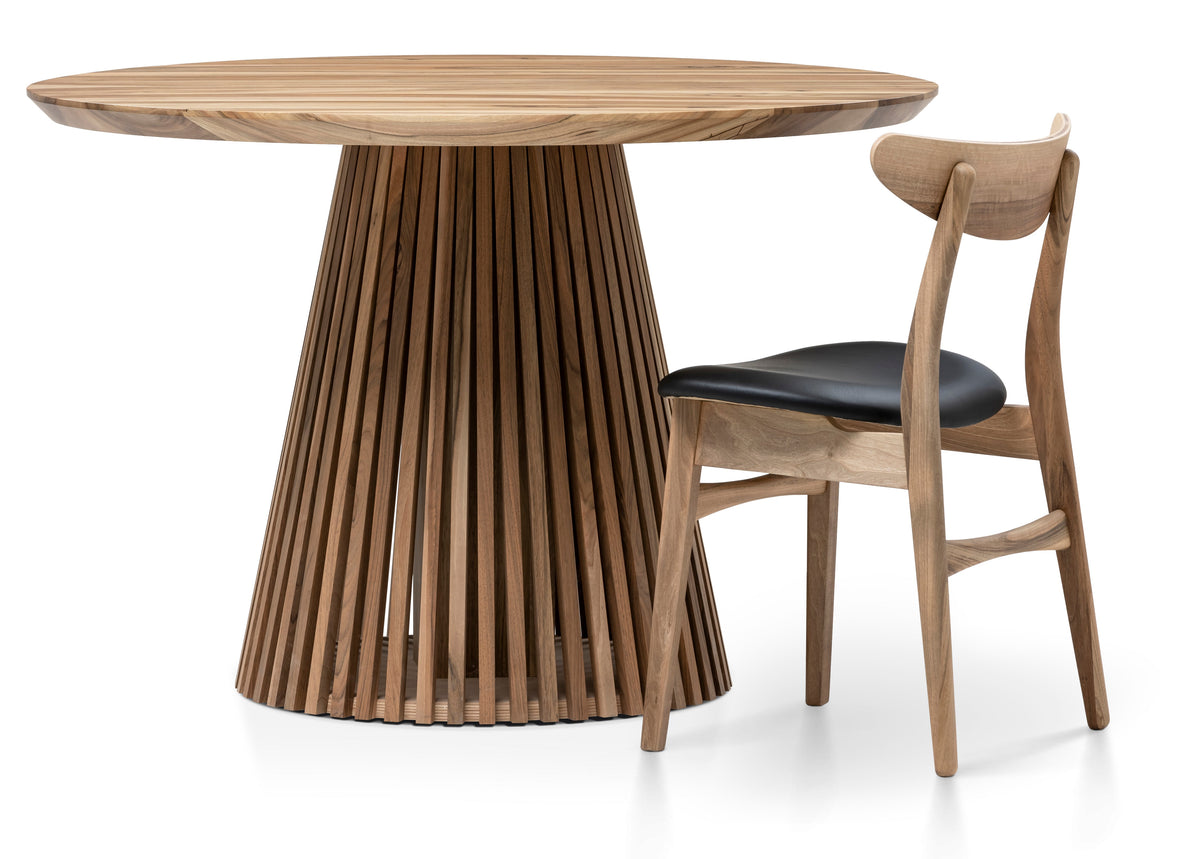 Vivien Round Extendable Dining Table in Solid Walnut