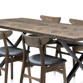 Astrid Charcoal Herringbone Dining Table Extendable