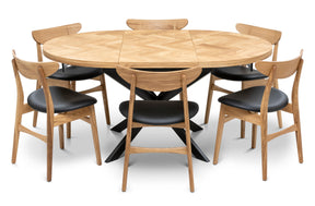 Astrid Round Extendable Parquet Dining Table