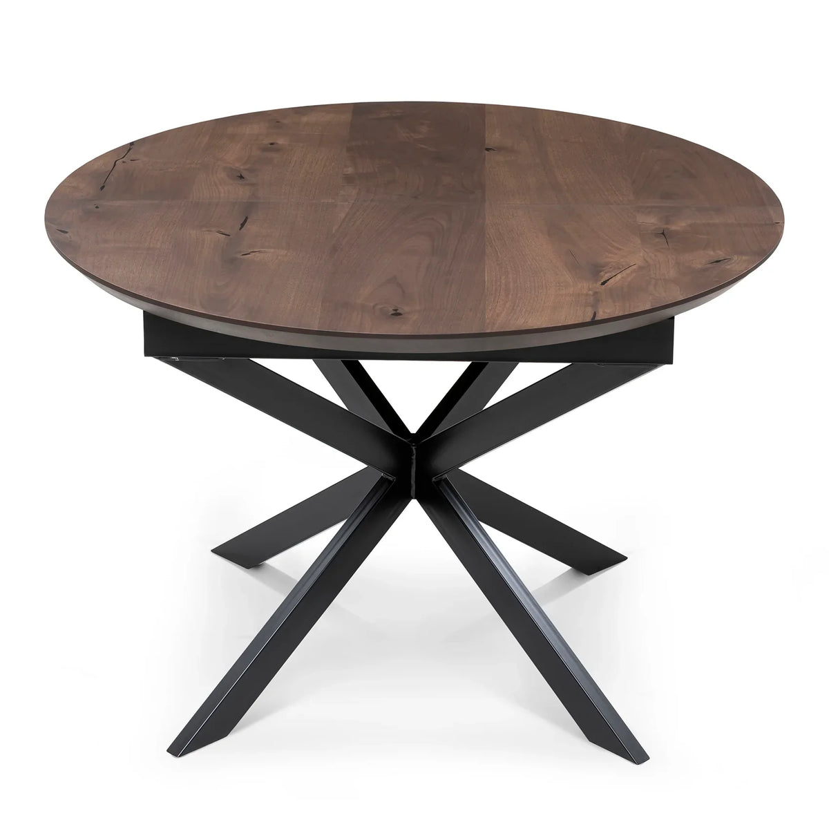 Beatrice Round Extendable Dining Table in Dark Walnut