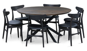 Beatrice Round Extendable Dining Table in Dark Walnut